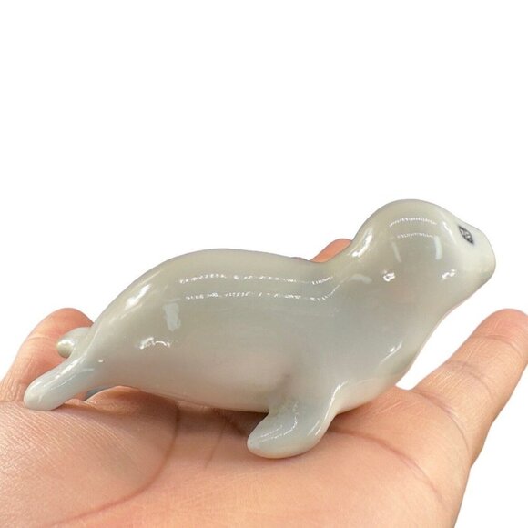 OMC Otagiri Grey Porcelain Ceramic Baby Seal Figurine Japan Vintage W Sticker 2 - Picture 7 of 11